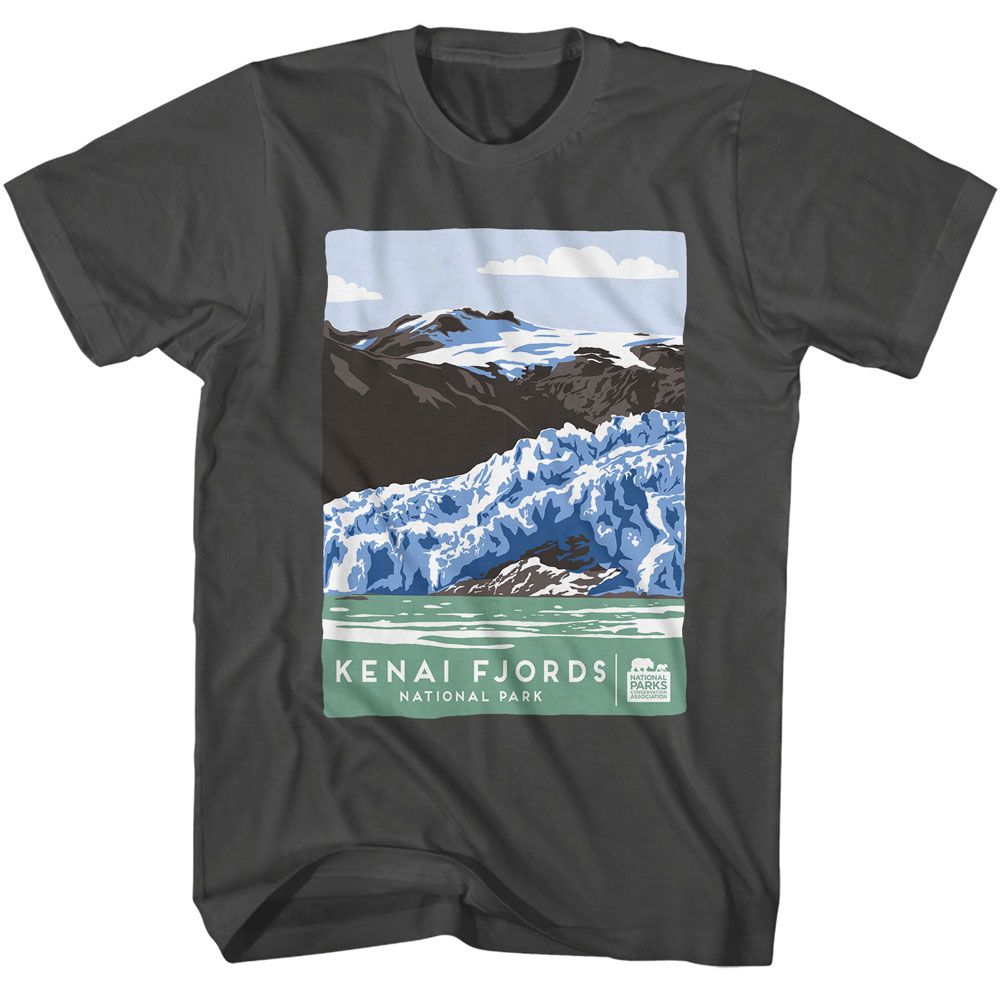 Smoke Gray National Parks t-shirt featuring a Kenai Fjords design