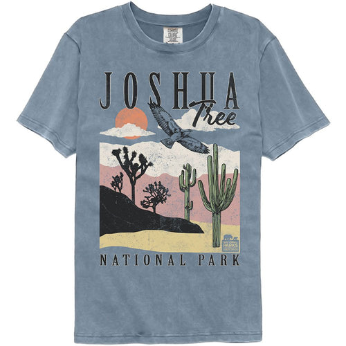 National Parks Comfort Colors T-Shirt - Joshua Tree Landscape with Cacti