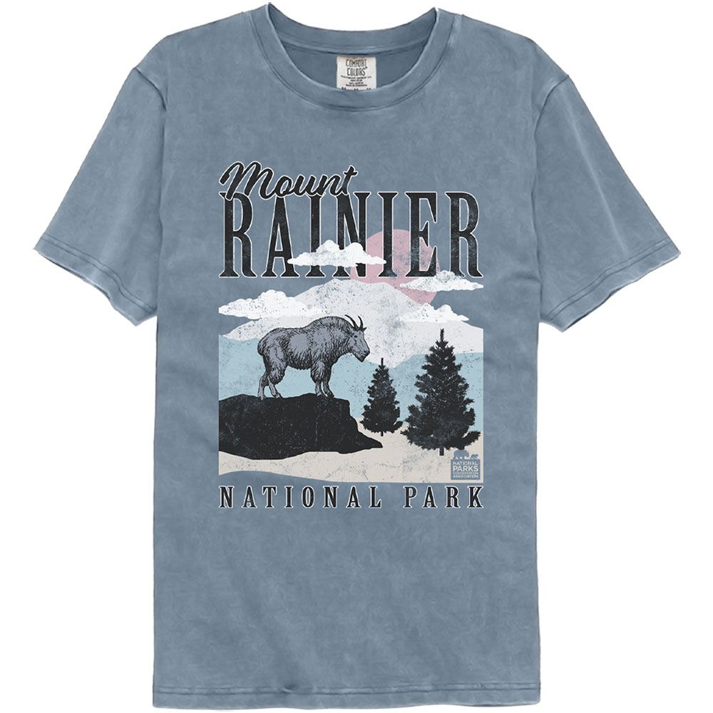 National Parks Comfort Colors T-Shirt - Rainier Minimalist Landscape