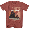 Terracotta National Parks t-shirt featuring an Olympic Minimalist Landscape design