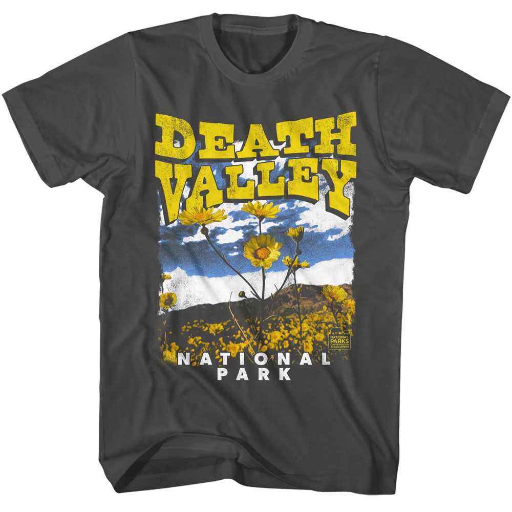 Smoke Gray National Parks t-shirt featuring a Death Valley marigolds design