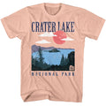 Peach National Parks t-shirt featuring a Crater Lake design