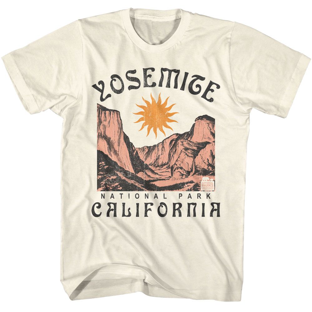Natural National Parks t-shirt featuring a Yosemite Nouveau design