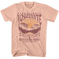 Peach National Parks t-shirt featuring a Yosemite decorative oval design