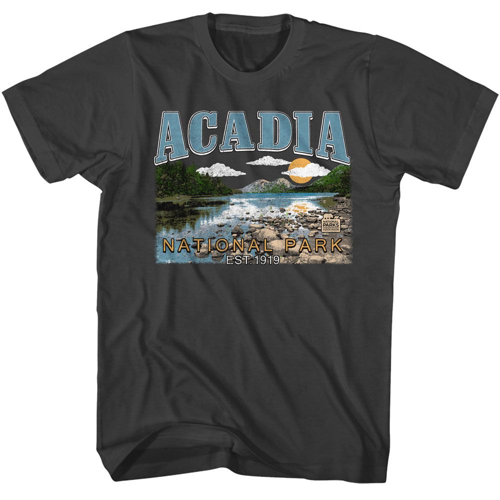 Smoke Gray National Parks t-shirt featuring an Acadia design