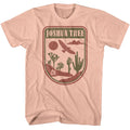 Peach National Parks t-shirt featuring a Joshua Tree badge design