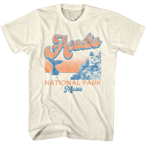 Natural National Parks t-shirt featuring an Acadia whale design