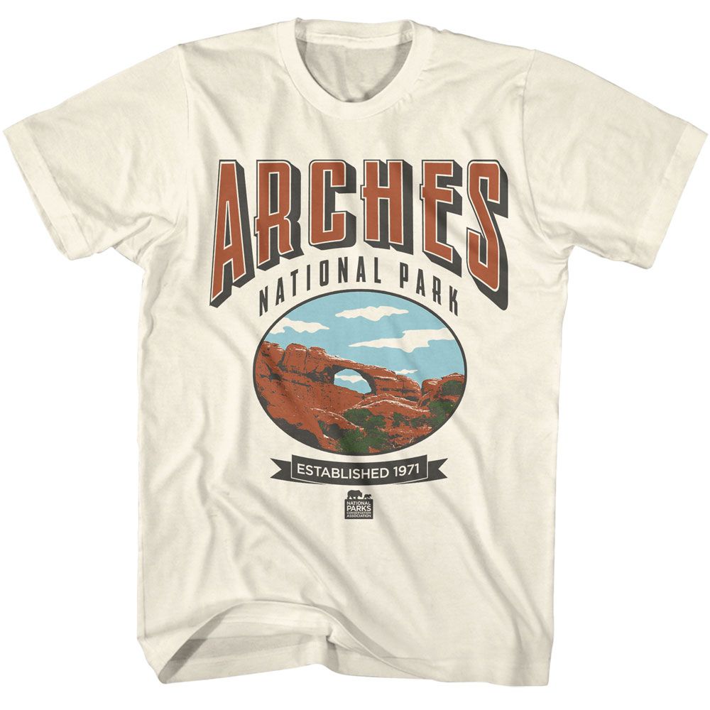 Natural National Parks t-shirt featuring an Arches design