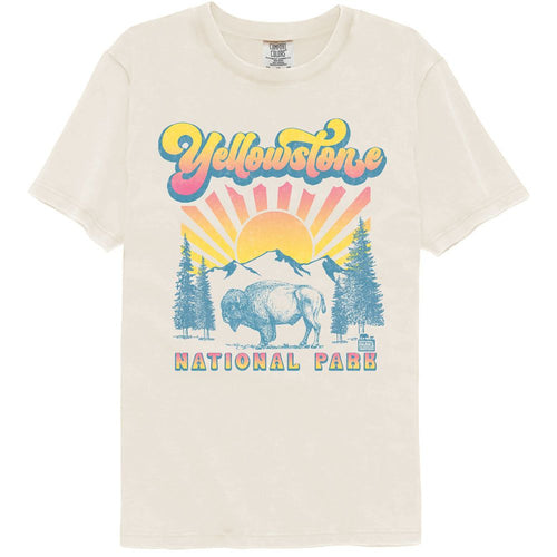 National Parks Comfort Colors T-Shirt - Buffalo with Gradient Sun