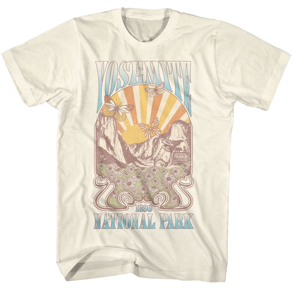 Natural National Parks t-shirt featuring a Yosemite Nouveau design