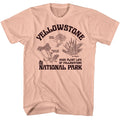 Peach National Parks t-shirt featuring a Rare Plants Yellowstone design