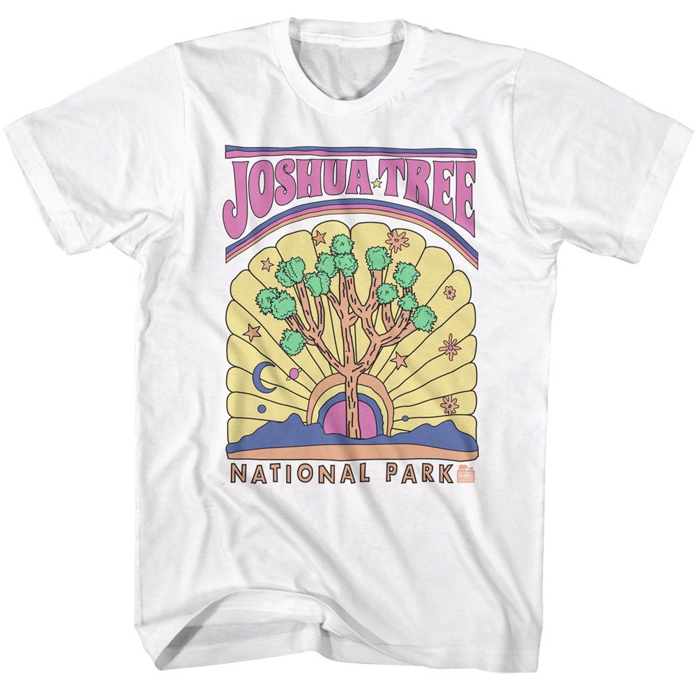 White National Parks t-shirt featuring a Joshua Tree colorful design