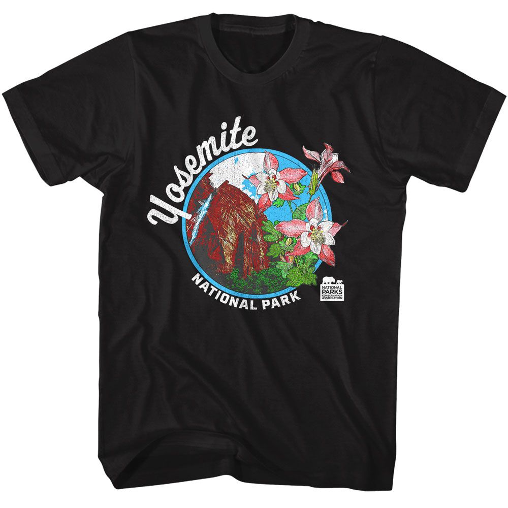Black National Parks t-shirt featuring a YNP Columbine design