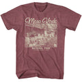 Vintage Maroon Heather National Parks t-shirt featuring a Mesa Verde design