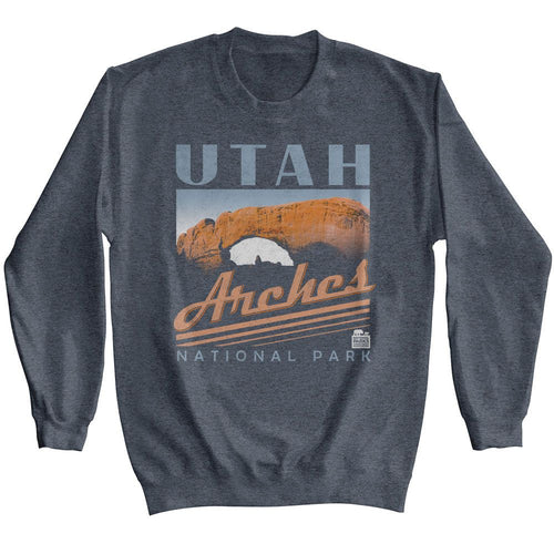 National Parks Long Sleeve Sweatshirt - Utah Arches - Smoke Gray Design