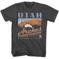 Smoke Gray National Parks t-shirt featuring a Utah Arches design