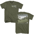Military Green National Parks t-shirt featuring a California Yosemite design