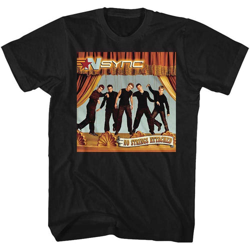 Black NSYNC t-shirt featuring a No Strings design
