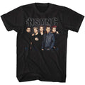 Black NSYNC t-shirt featuring an NSYNC stark group shot design