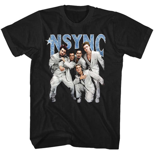 Black NSYNC t-shirt featuring a Strike a Pose design