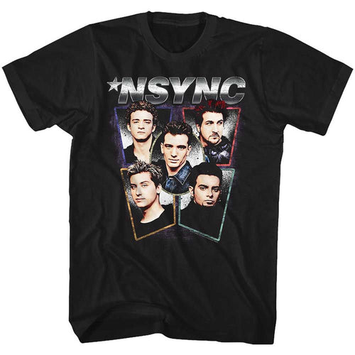 Black NSYNC t-shirt featuring an NSYNC Heads design