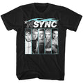 Black NSYNC t-shirt featuring an NSYNC Blue Flame design