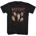 Black NSYNC t-shirt featuring an NSYNC group shot design