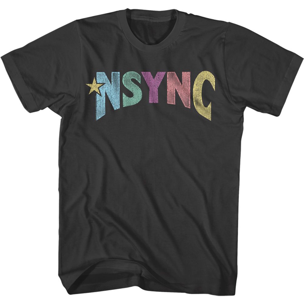 Smoke Gray NSYNC t-shirt featuring an NSYNC multi color logo design