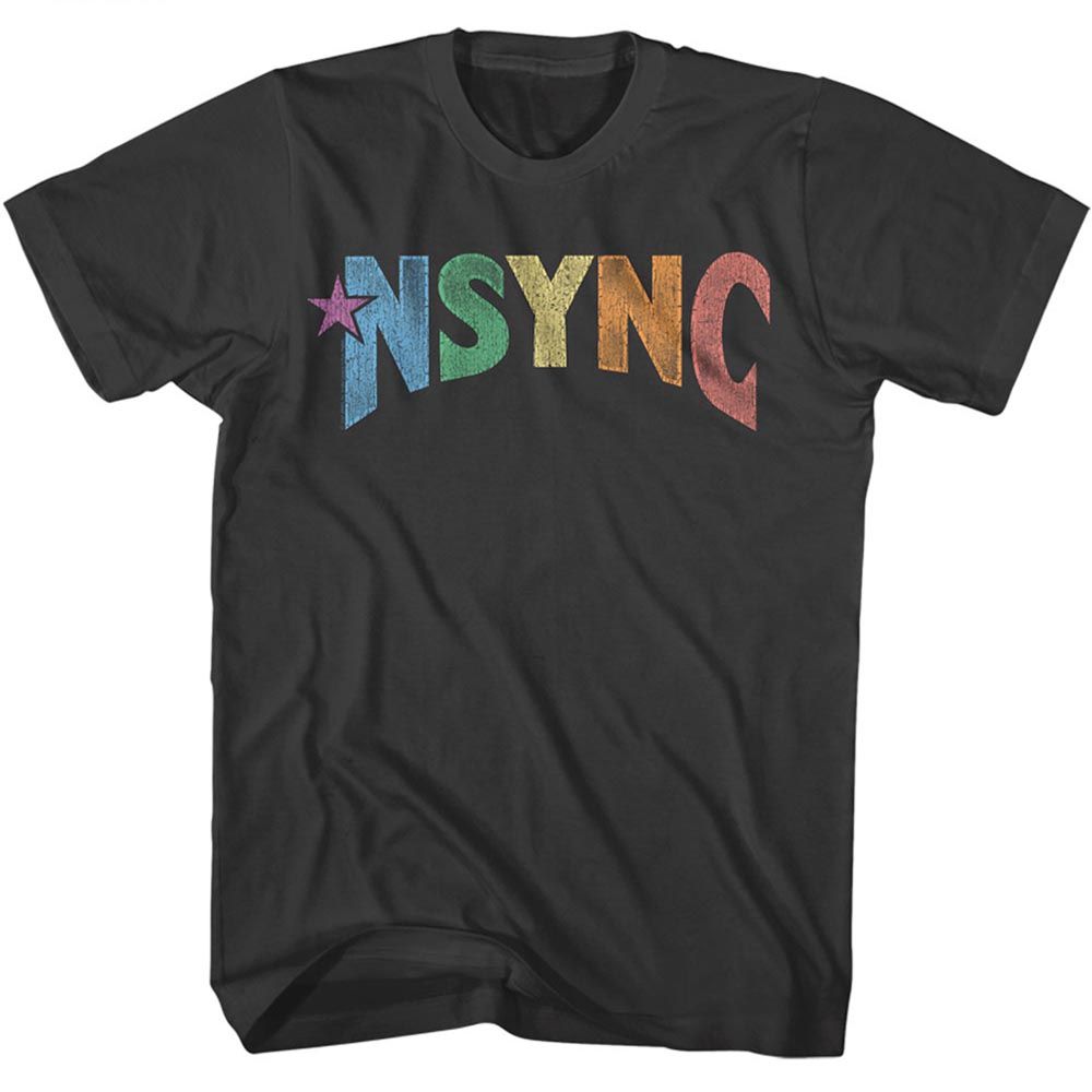 Smoke Gray NSYNC t-shirt featuring an NSYNC multi color logo design