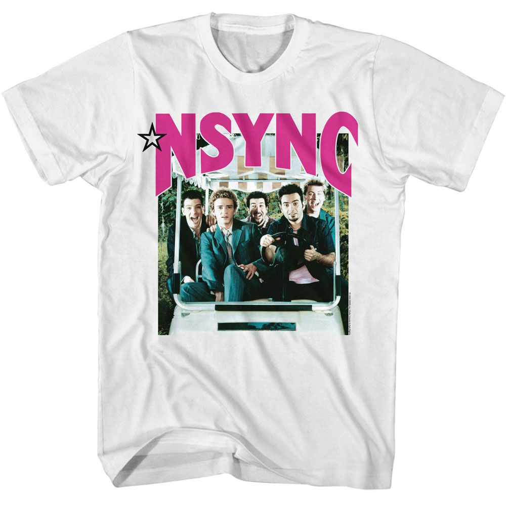 White NSYNC t-shirt featuring an NSYNC 2000 Live in Concert design