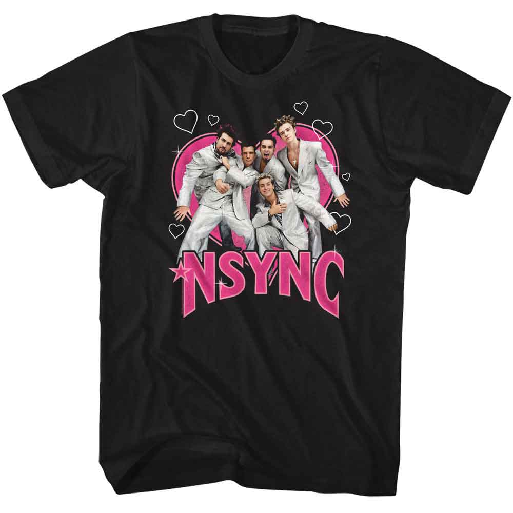 Black NSYNC t-shirt featuring an NSYNC Heartthrob design