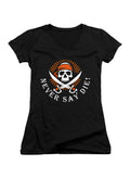 Black Never Say Die Juniors V-Neck T-Shirt