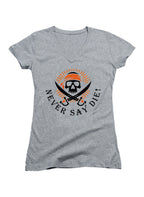Gray Never Say Die Juniors V-Neck T-Shirt