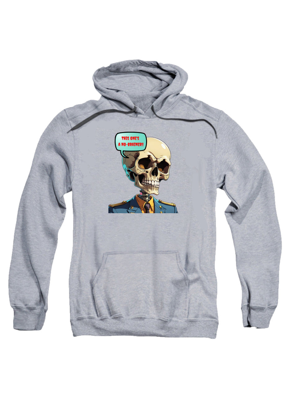 Gray No Brainer Skull Hoodie