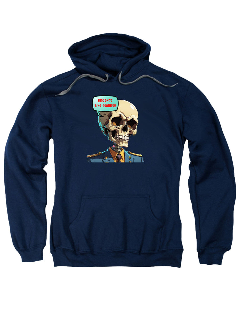 Navy No Brainer Skull Hoodie