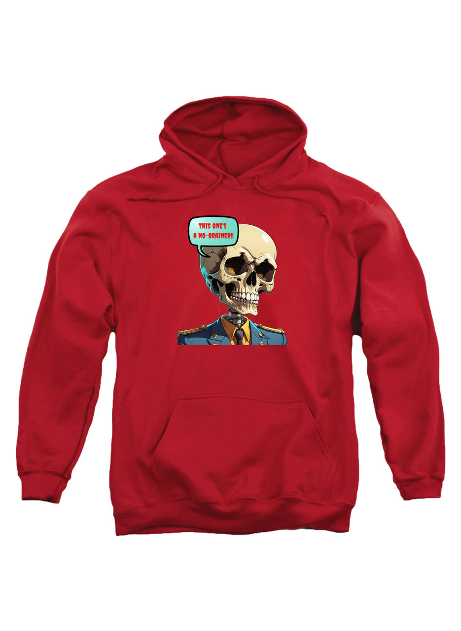 Red No Brainer Skull Hoodie