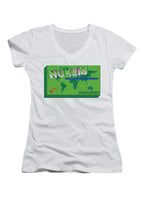 White Nukem the Board Game Juniors V-Neck T-Shirt