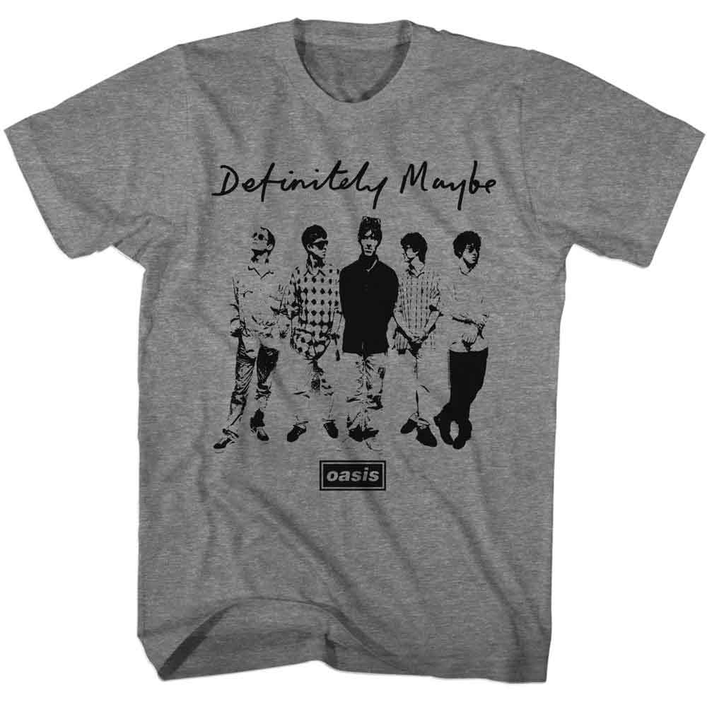 Graphite Heather Oasis t-shirt featuring a Definitely Maybe design