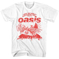 White Oasis t-shirt featuring an Oasis debut album design