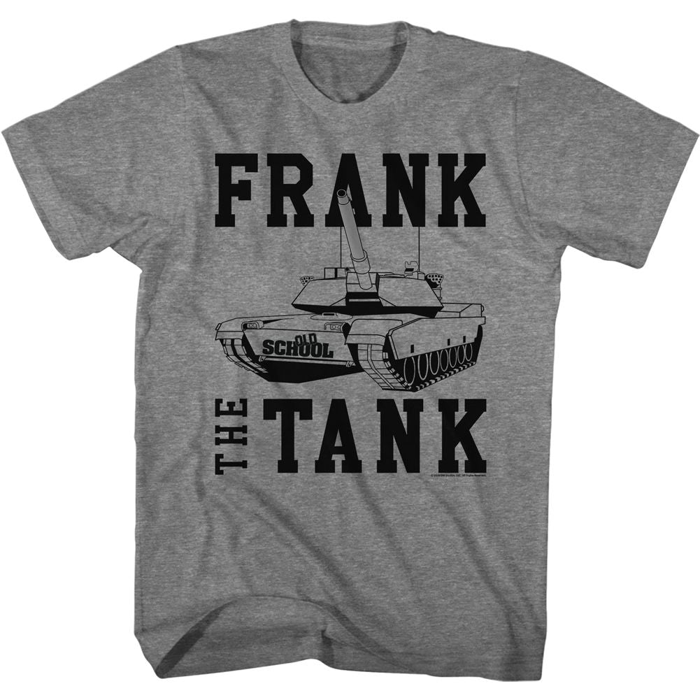 Graphite Heather Old School t-shirt featuring a Frank the Tank design