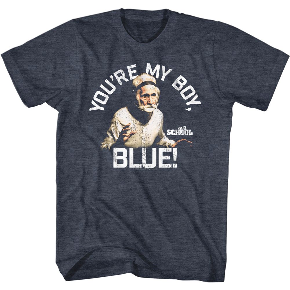 Navy Heather Old School t-shirt featuring a My Boy Blue design
