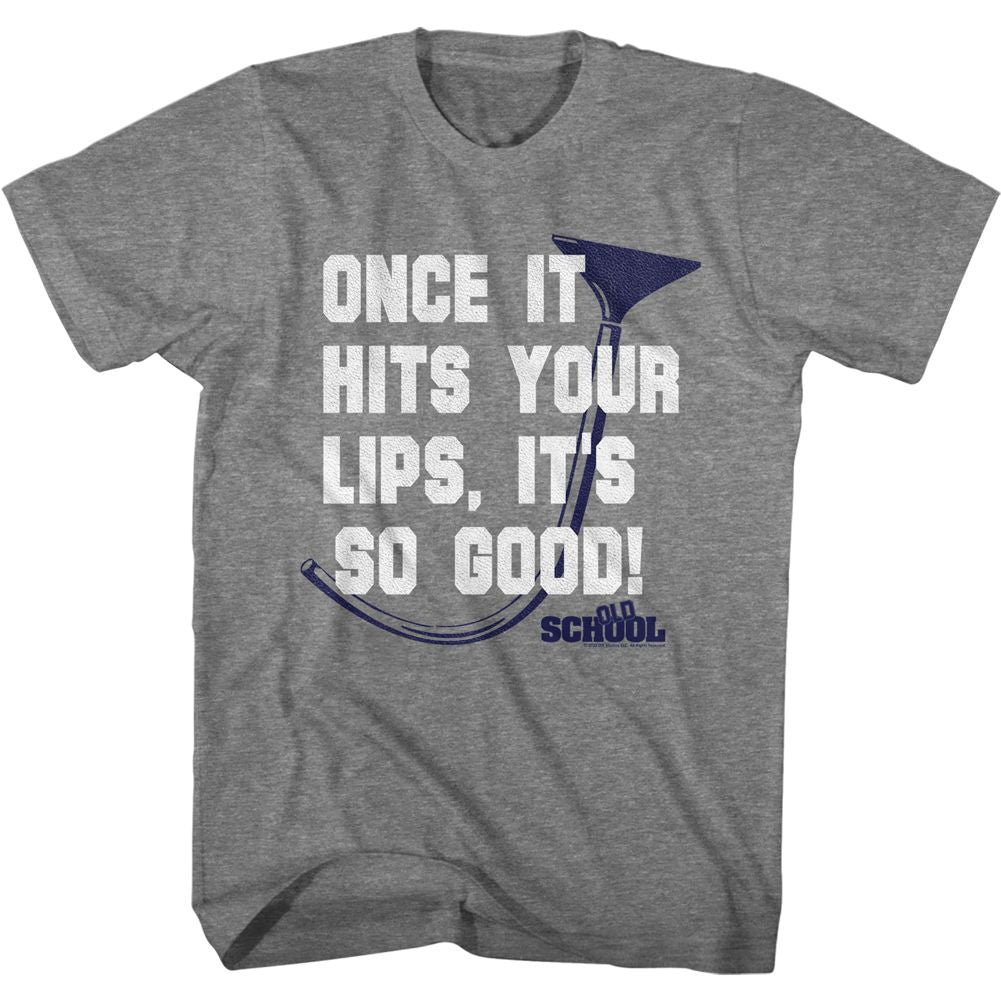 Graphite Heather Old School t-shirt featuring an Once It Hits design