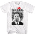 White Old School t-shirt featuring a Frank and Logo design