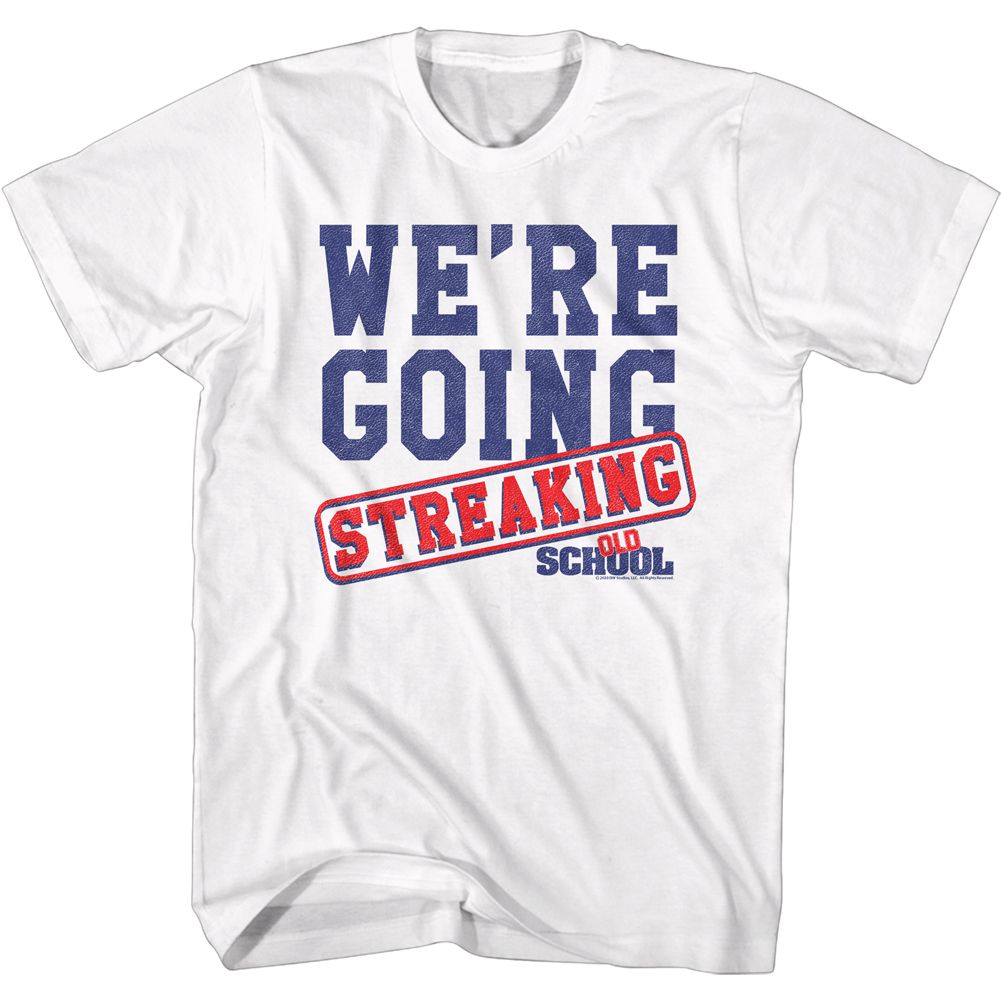 White Old School t-shirt featuring a Streaking design
