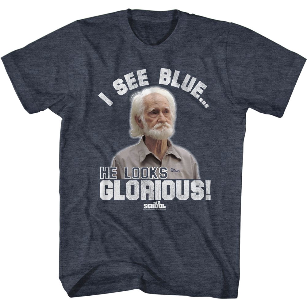 Navy Heather Old School t-shirt featuring a Glorious design