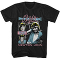 Black Olivia Newton-John t-shirt featuring a Physical design