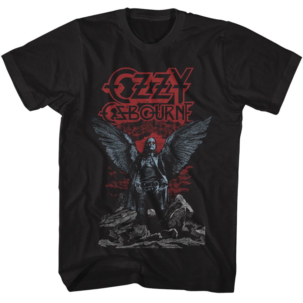 Black Ozzy Osbourne t-shirt featuring an Ozzy Angel Wings design