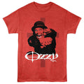 Red Heather Ozzy Osbourne t-shirt featuring an Ozzy Tattoo Fist design