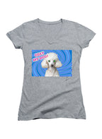 Gray Obey My Dog! Juniors V-Neck T-Shirt