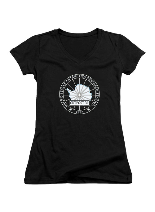 Black Outpost 31 Badge Juniors V-Neck T-Shirt